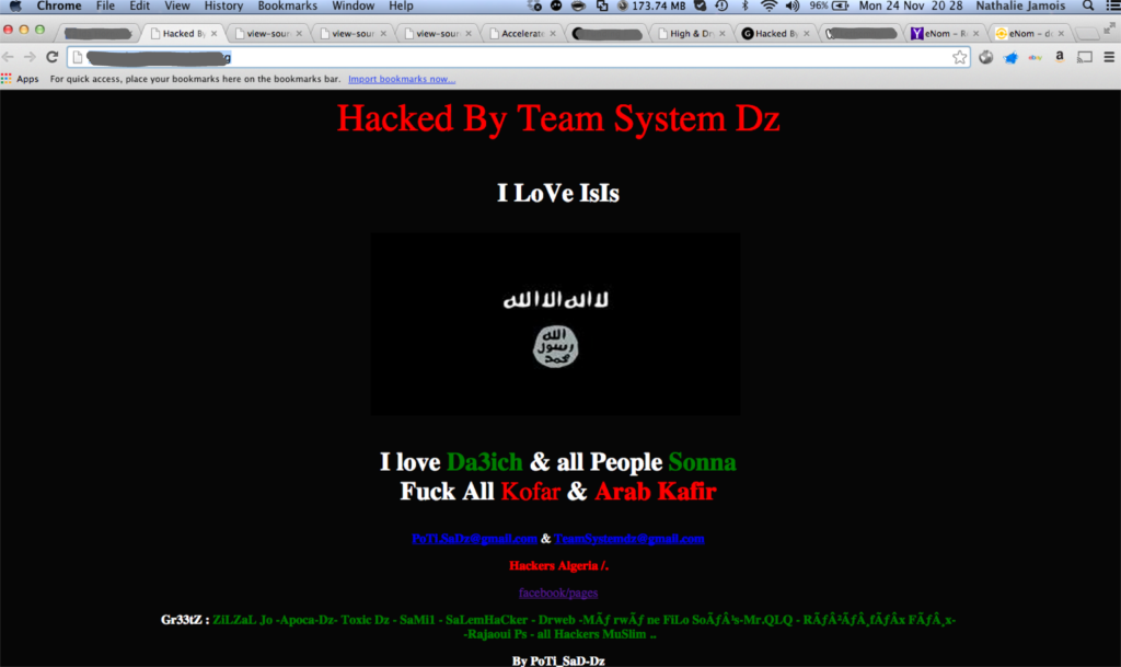 Website defaced by Team System DZ in 2014