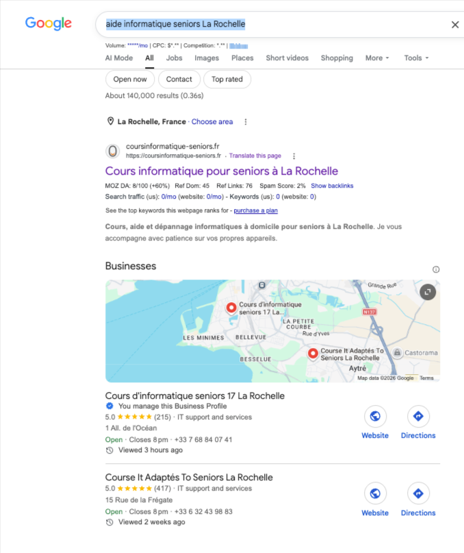 Local SEO for Isabelle's website
